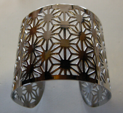 SILVER STAINLESS FLOWER CUFF FJCCF SILVER STAINLESS FLOWER CUFF FJCCF