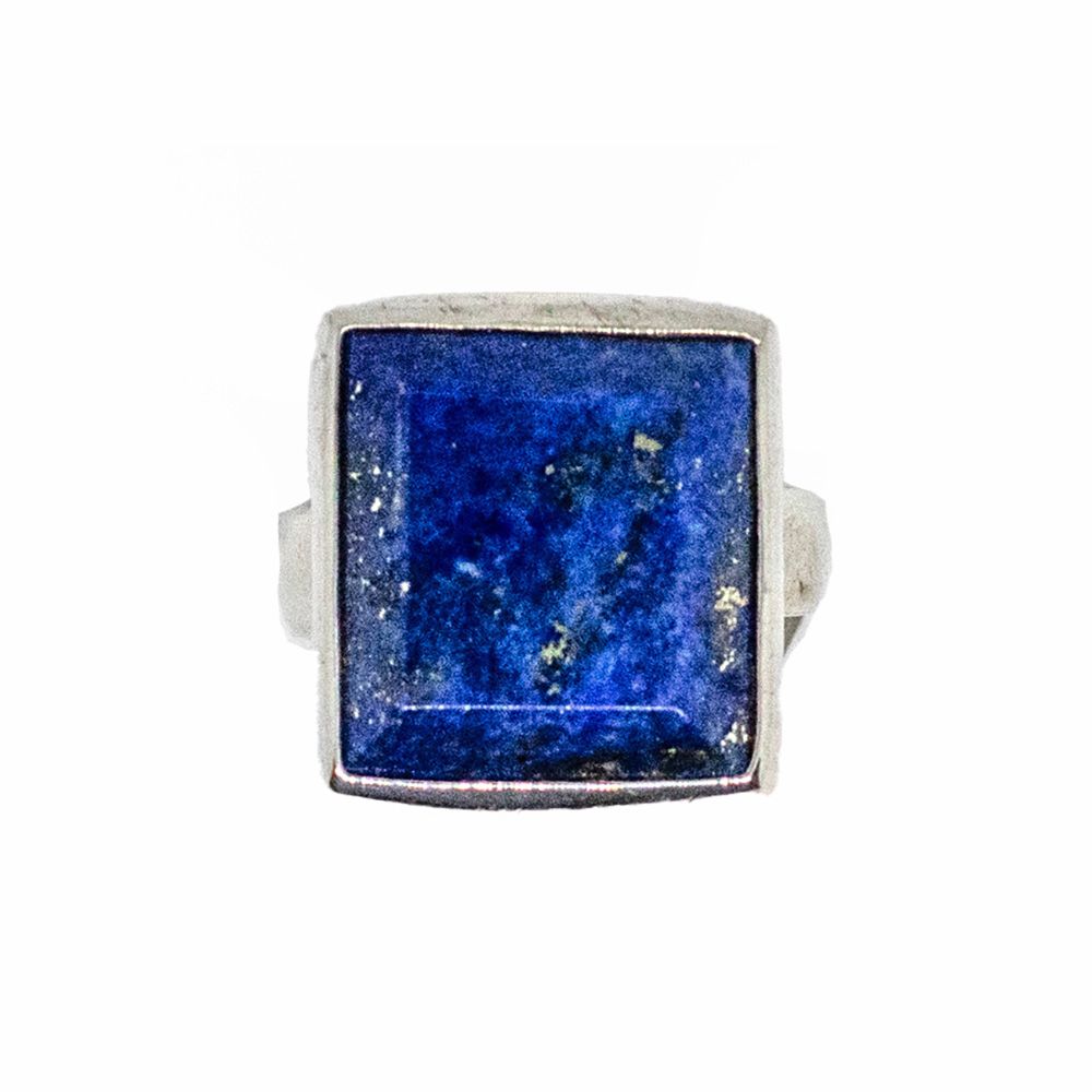SILVER SQUARE LAPIS RING