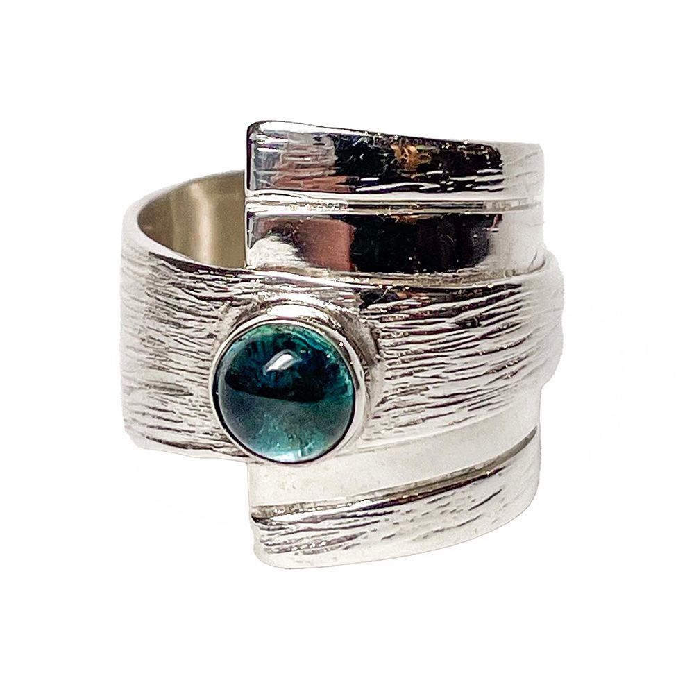 SILVER BLUE TOPAZ WRAP RING SIZE-5.5
