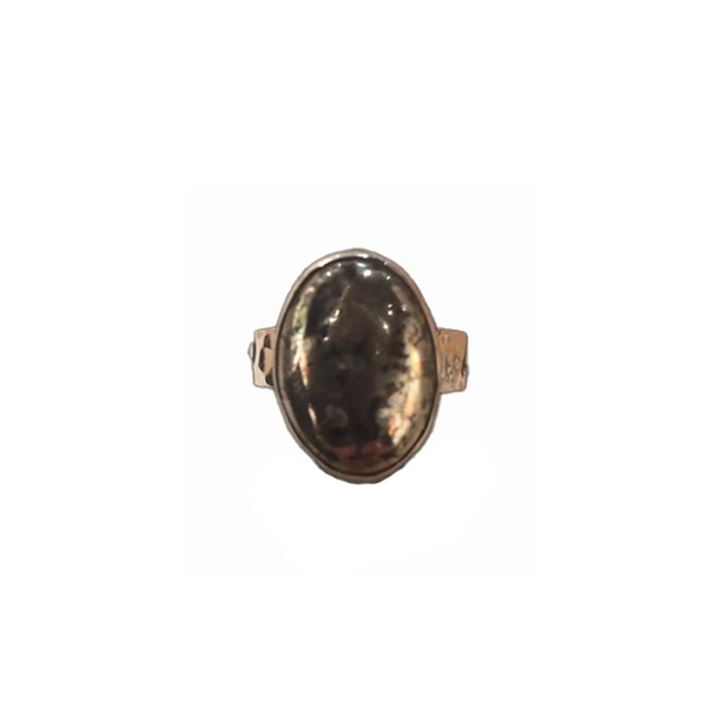 SILVER HAMMERED 17X13MM PYRITE RING