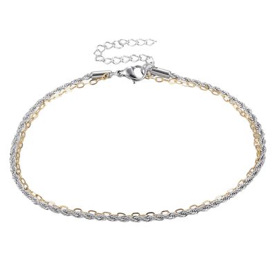 MIXED STAINLESS DOUBLE CHAIN ANKLET MIXED STAINLESS DOUBLE CHAIN ANKLET
