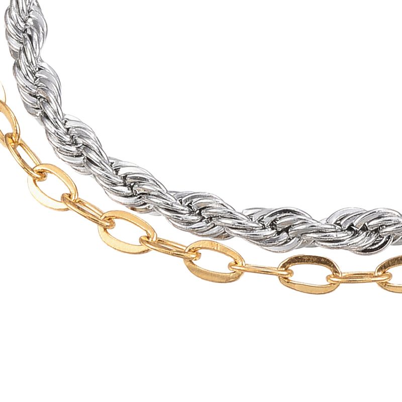 MIXED STAINLESS DOUBLE CHAIN ANKLET