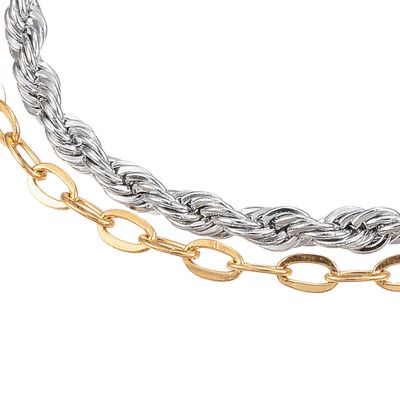MIXED STAINLESS DOUBLE CHAIN ANKLET