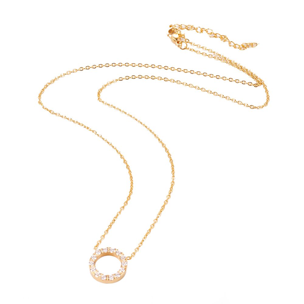 GOLD STAINLESS ROUND CZ NECKLACE