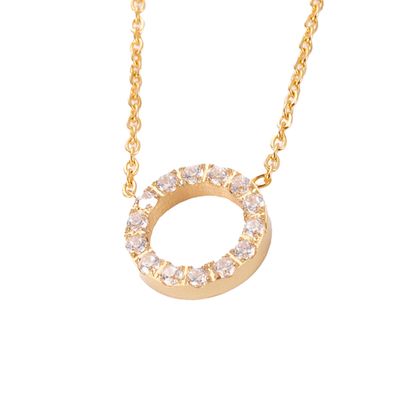 GOLD STAINLESS ROUND CZ NECKLACE