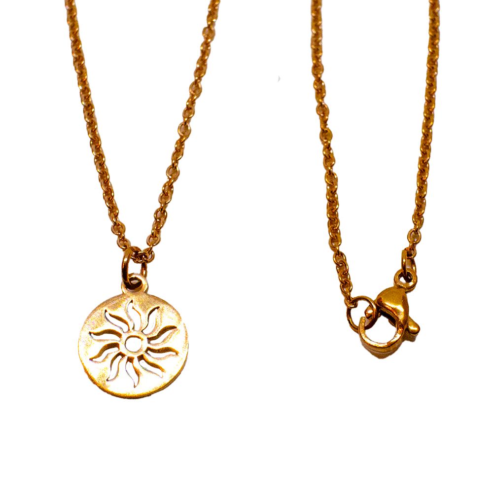ROSE STAINLESS CUT-OUT SUN NECKLACE
