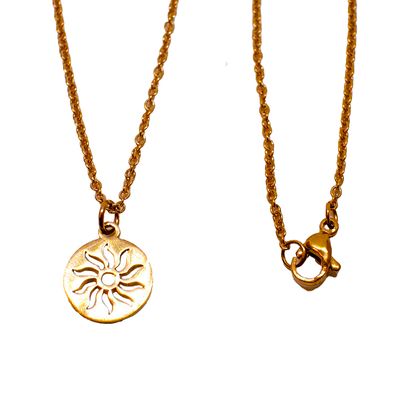 ROSE STAINLESS CUT-OUT SUN NECKLACE ROSE STAINLESS CUT-OUT SUN NECKLACE