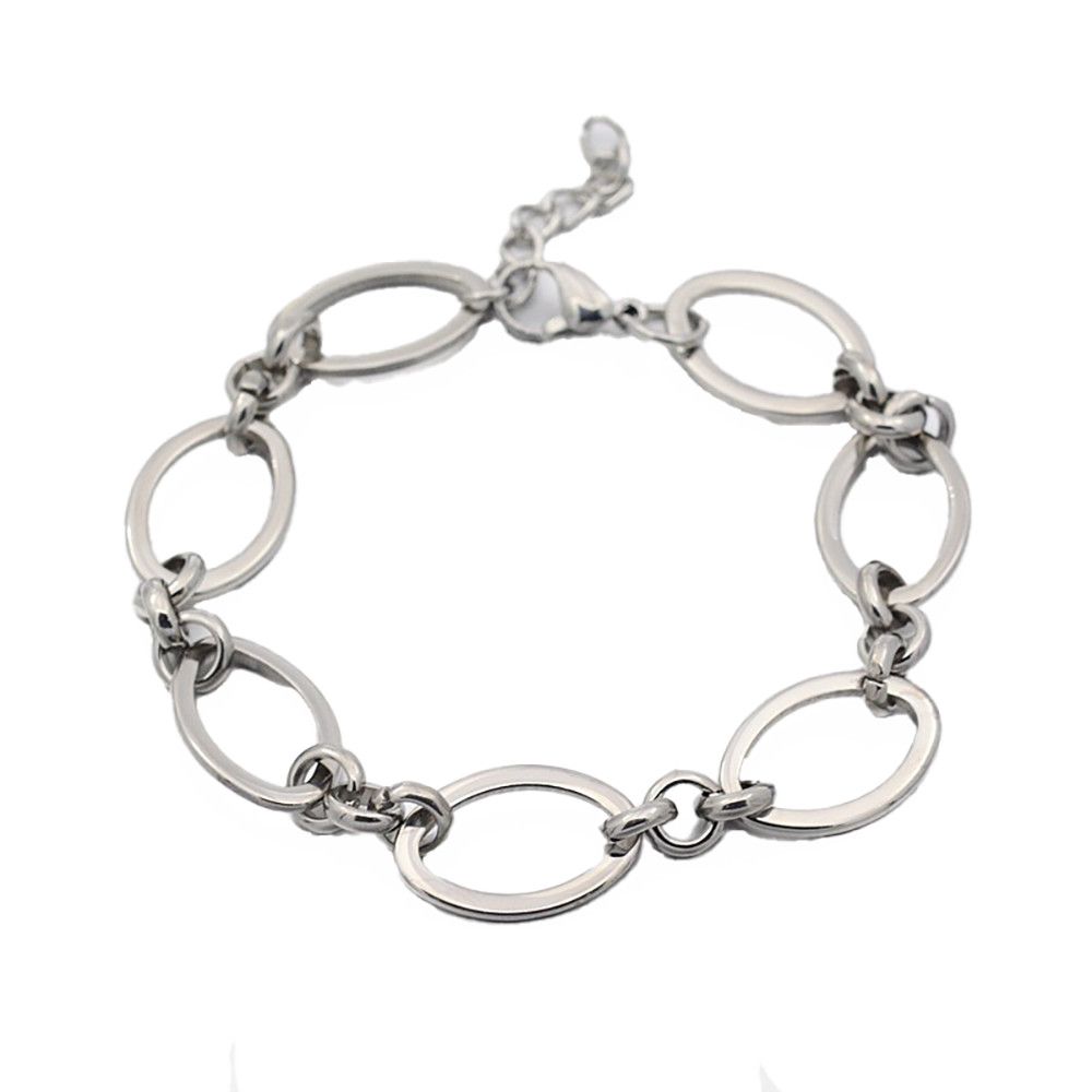 SILVER STAINLESS LONG &amp; SHORT LINK BRACELET