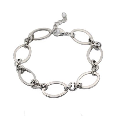SILVER STAINLESS LONG &amp; SHORT LINK BRACELET