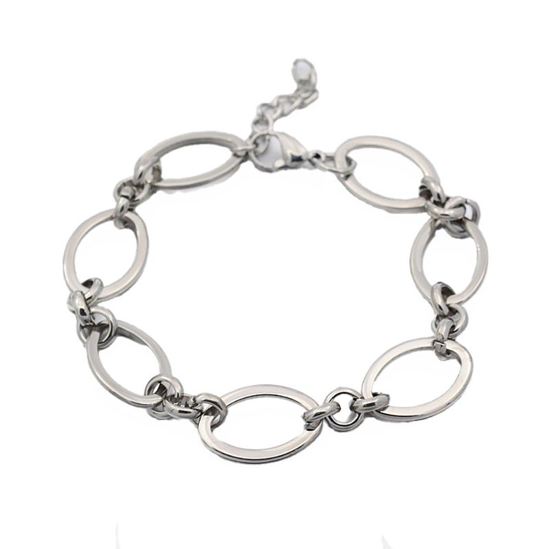 SILVER STAINLESS LONG &amp; SHORT LINK BRACELET