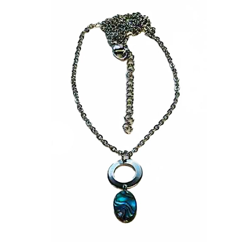 SILVER STAINLESS ABALONE NECKLACE