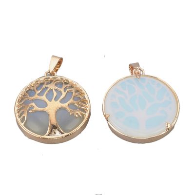 GOLD STAINLESS OPALITE TREE OF LIFE PENDANT