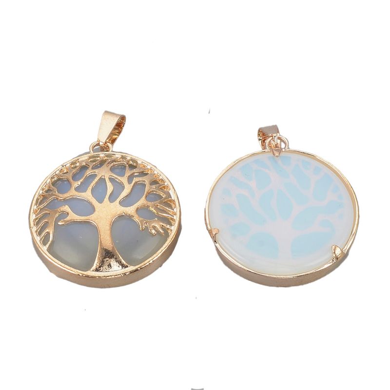 GOLD STAINLESS OPALITE TREE OF LIFE PENDANT