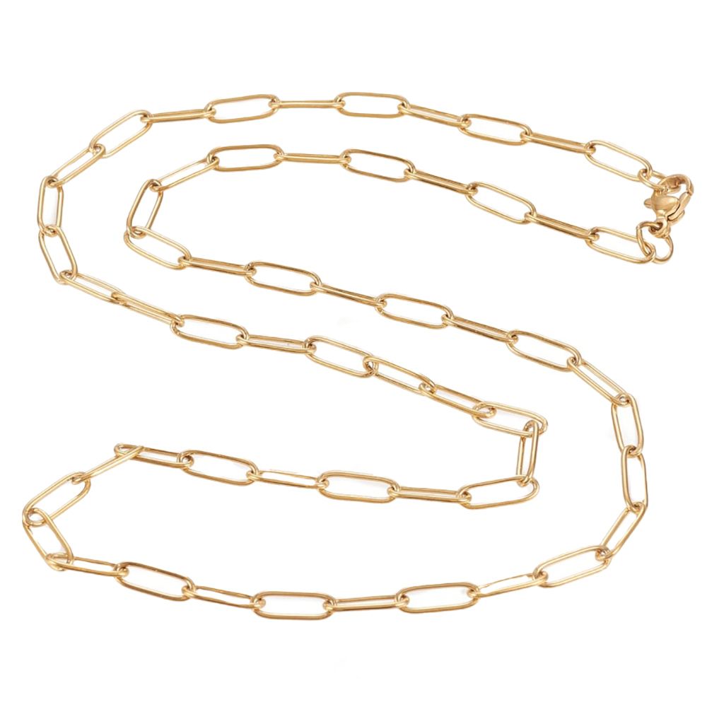 GOLD STAINLESS PAPERCLIP LINK CHAIN - 20