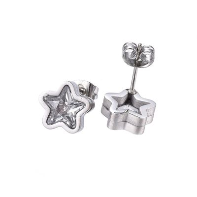 SILVER STAINLESS STAR STUD EARRINGS