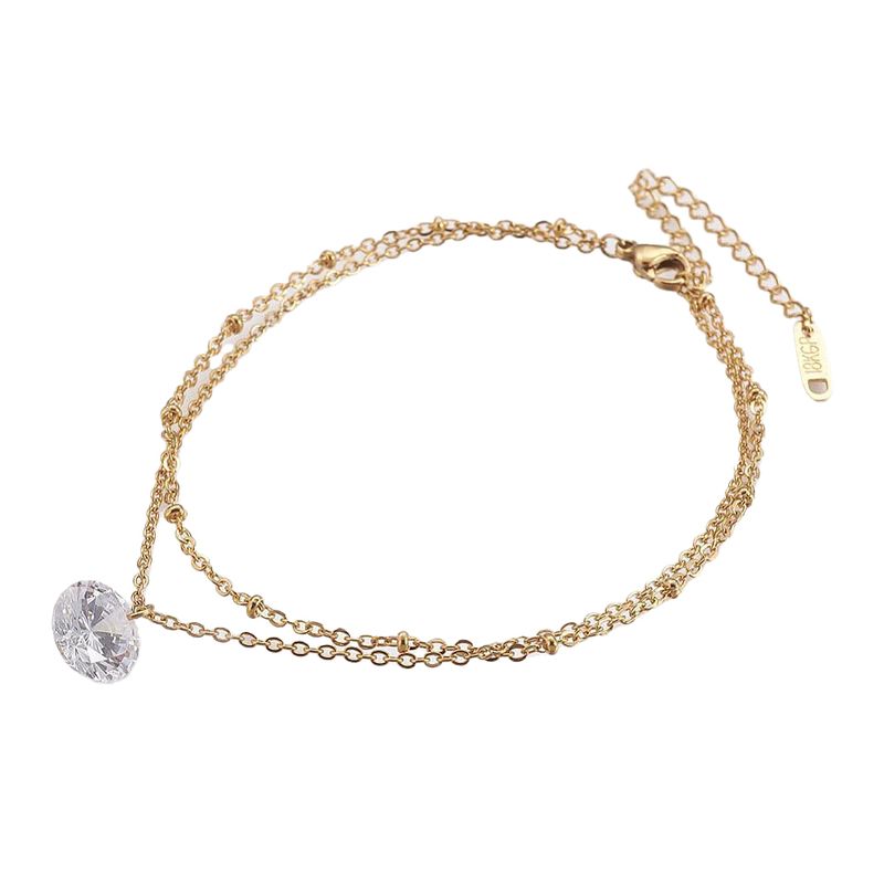 GOLD STAINLESS CZ CHAIN ANKLET