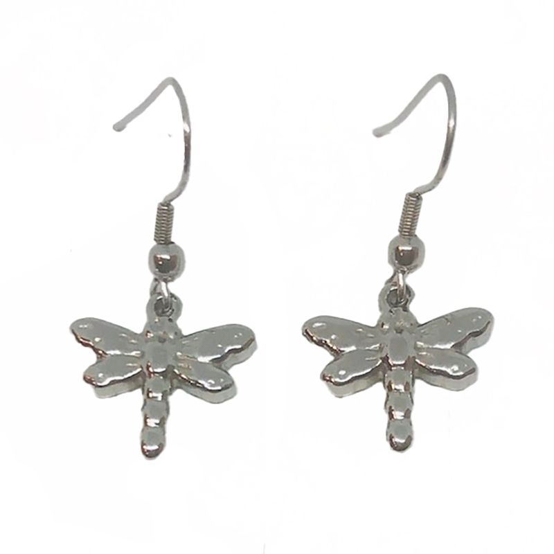 SILVER STAINLESS DRAGONFLY EARRINGS