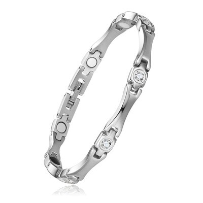 SILVER STAINLESS CZ LINK BRACELET
