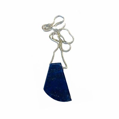 SILVER LAPIS CHUNK NECKLACE