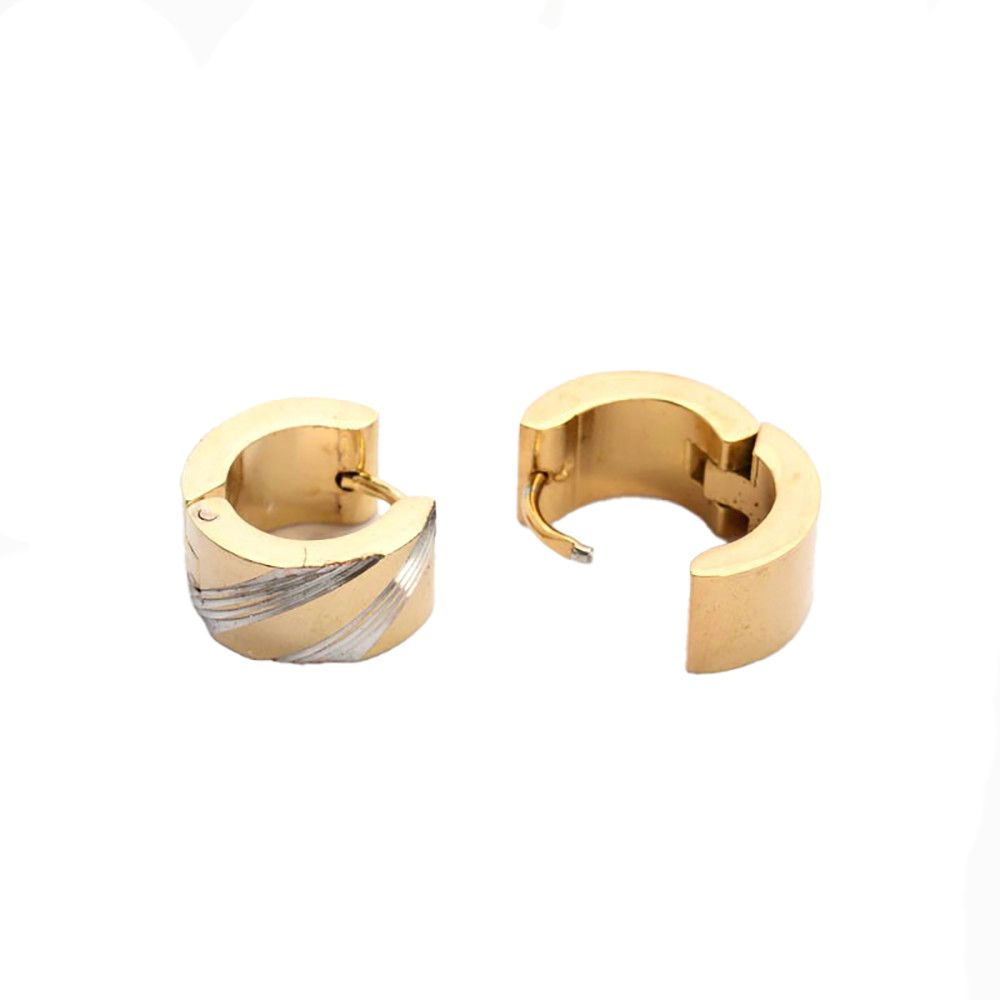 MIXED STAINLESS 13MM HOOP HUGGIE EARRINGS
