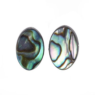 SILVER STAINLESS OVAL ABALONE POST EARRINGS