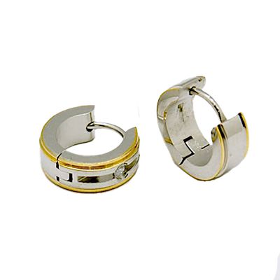 MIXED STAINLESS HUGGIE CZ EARRINGS