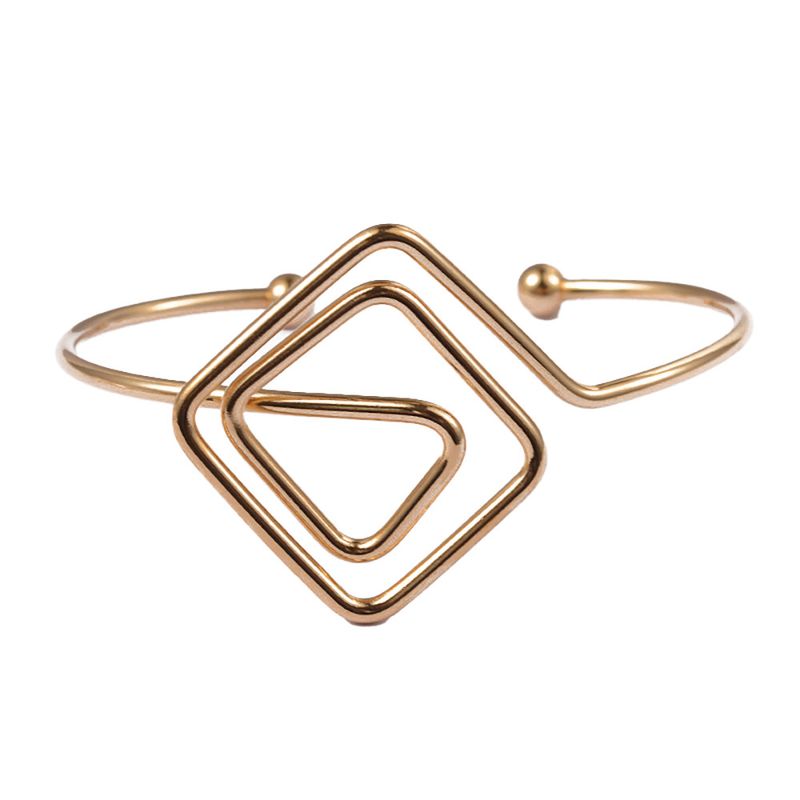 GOLD STAINLESS GEO CUFF BRACELET