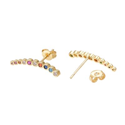 GOLD STAINLESS CZ CLIMBER EARRINGS
