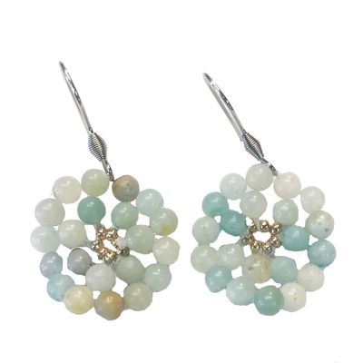 SILVERSTAINLESS AMAZONITE BEAD CIRCLE EARRINGS SILVERSTAINLESS AMAZONITE BEAD CIRCLE EARRINGS