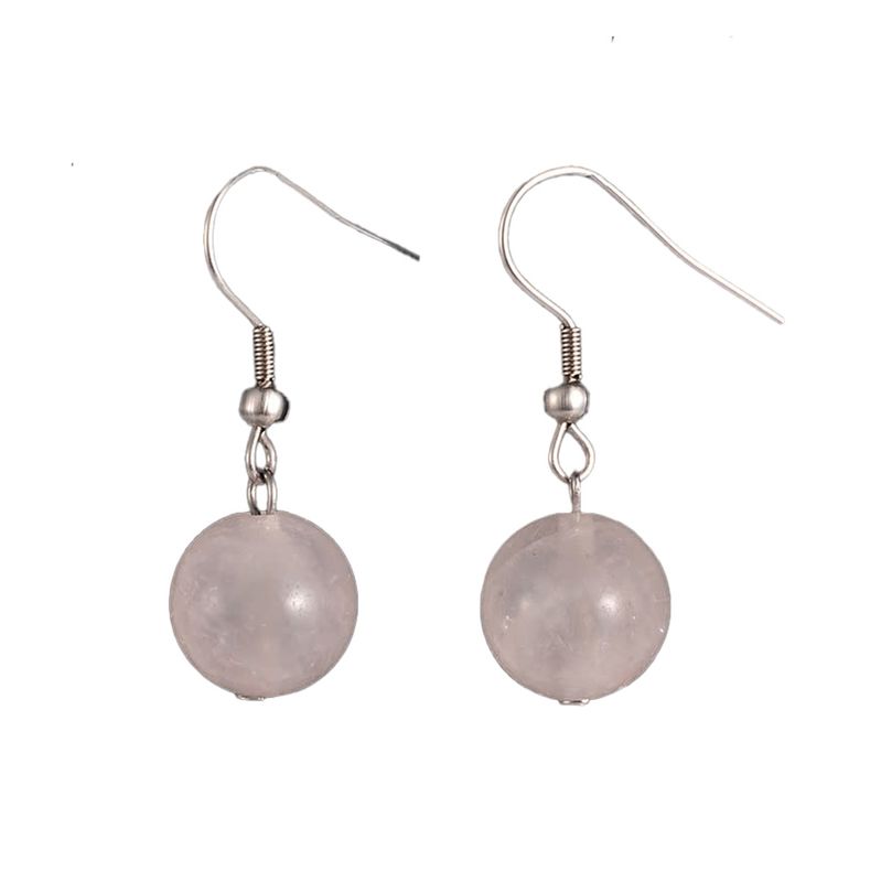 SILVER STAINLESS ROSE QUARTZ EARRINGS SILVER STAINLESS ROSE QUARTZ EARRINGS