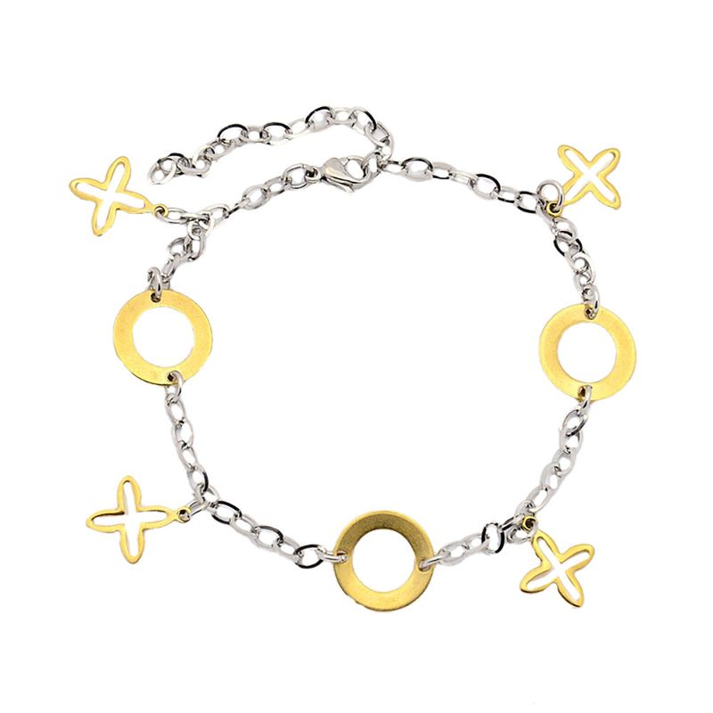 MIXED STAINLESS CIRCLE &amp; CROSS ANKLET