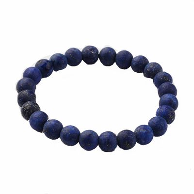 LAPIS  MATTE BEADED STRETCH BRACELET