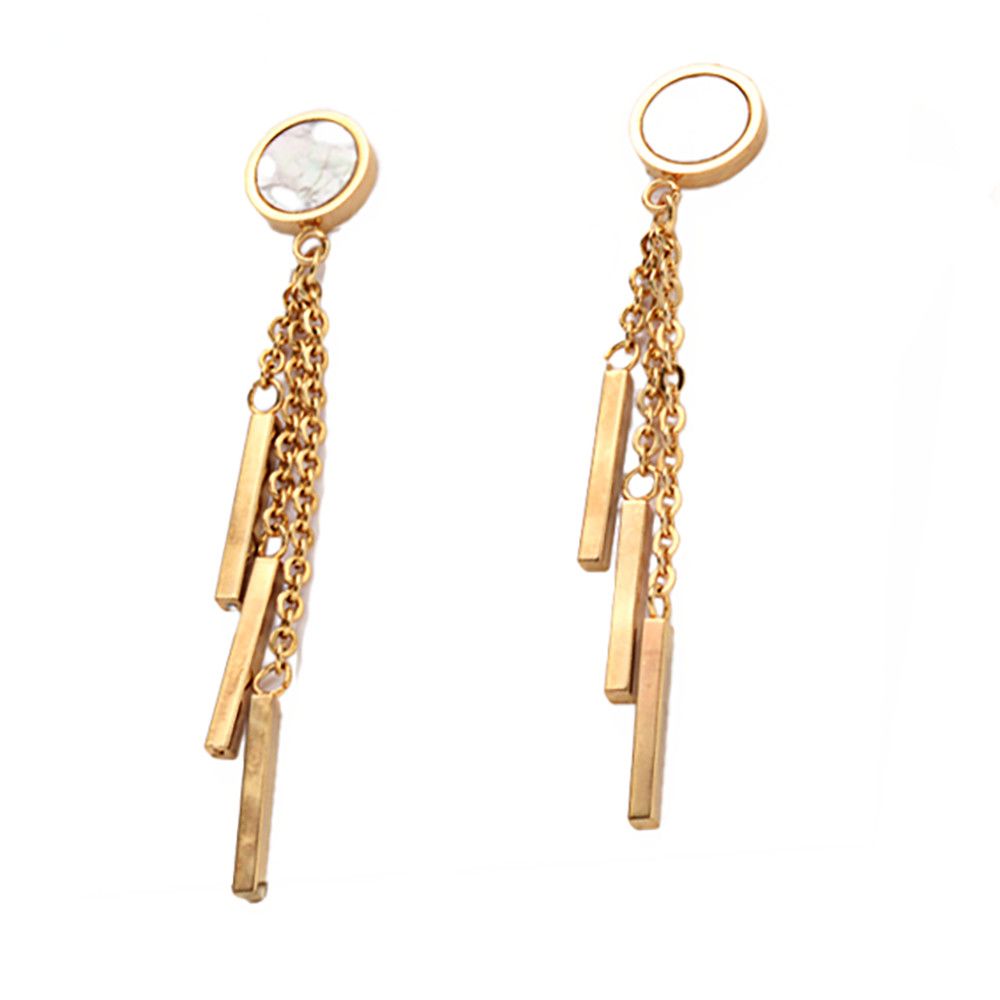 GOLD STAINLESS MOTHER OF PEARL EARRINGS