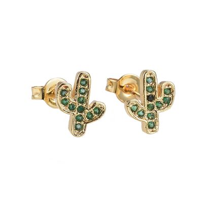 GOLD STAINLESS SAGUARO STUD EARRINGS