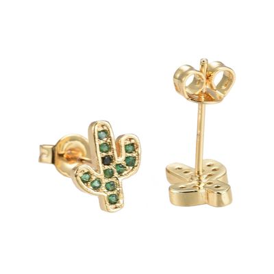 GOLD STAINLESS SAGUARO STUD EARRINGS