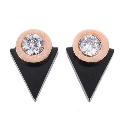 *ROSE STAINLESS CZ ENAMEL EARRINGS *ROSE STAINLESS CZ ENAMEL EARRINGS