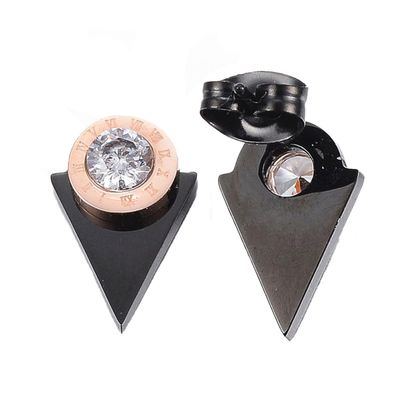 *ROSE STAINLESS CZ ENAMEL EARRINGS