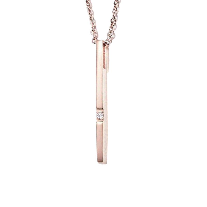ROSE STAINLESS CZ STICK NECKLACE