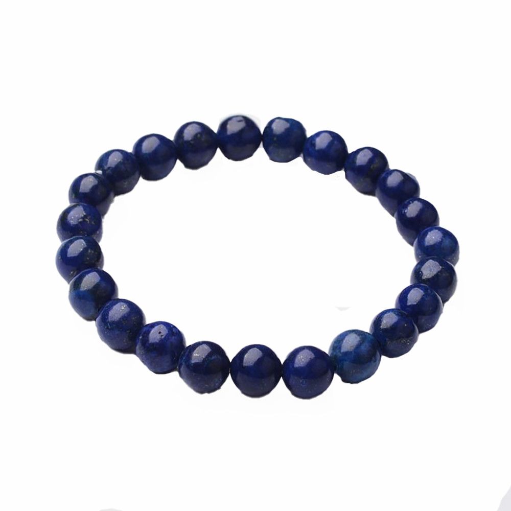 LAPIS ROUND BEADED STRETCH BRACELET