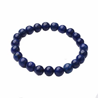 LAPIS ROUND BEADED STRETCH BRACELET