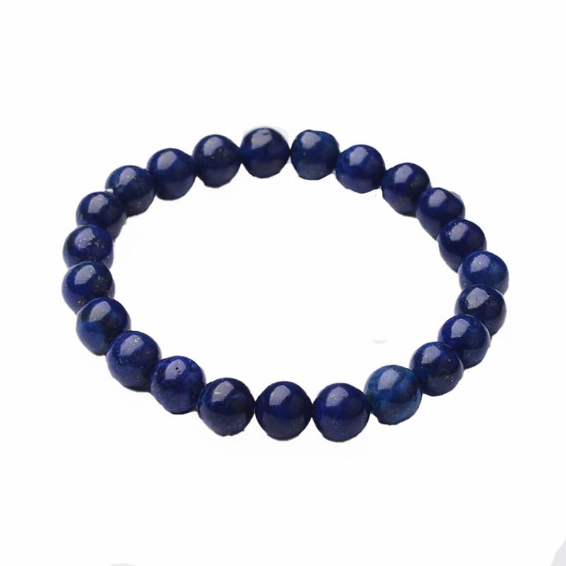 LAPIS ROUND BEADED STRETCH BRACELET