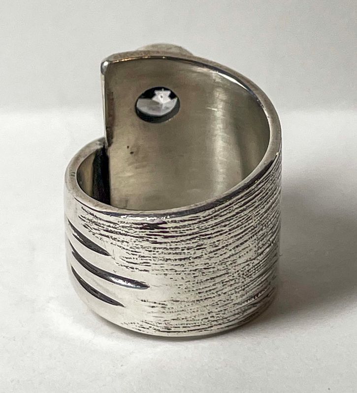 **SILVER OXIDIZED CZ WRAP RING SIZE-6