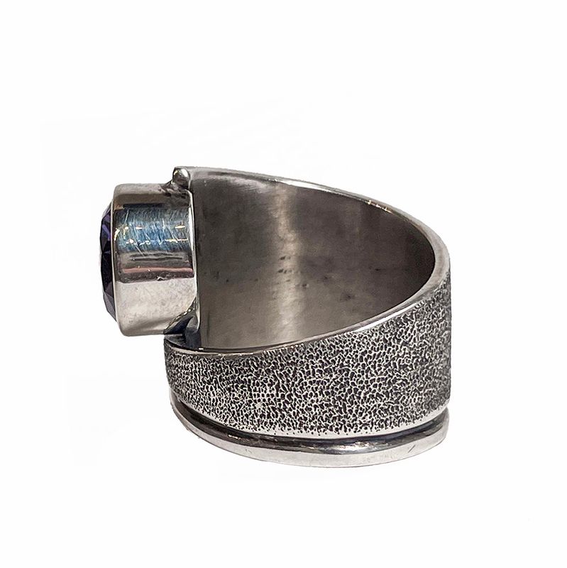 SILVER 10MM  AMETHYST CZ WRAP RING