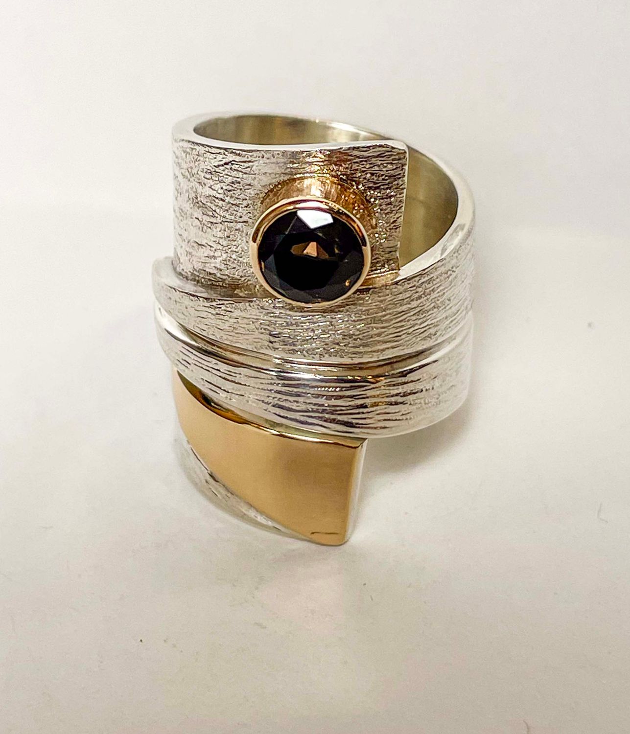 **STERLING/GOLD TOPAZ WRAP RING-5.5