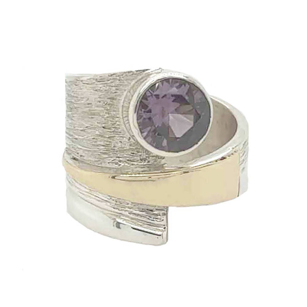 SILVER/GOLD ALEXANDRITE WRAP RING-7