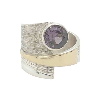 SILVER/GOLD ALEXANDRITE WRAP RING-7