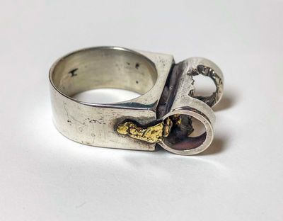 *SILVER/GOLD OXIDIZED RING-7