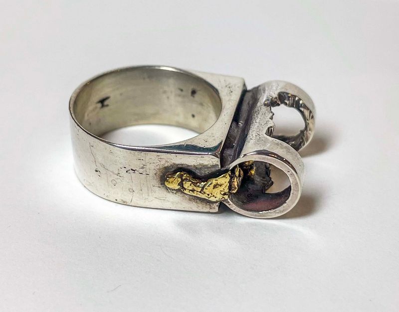 *SILVER/GOLD OXIDIZED RING-7