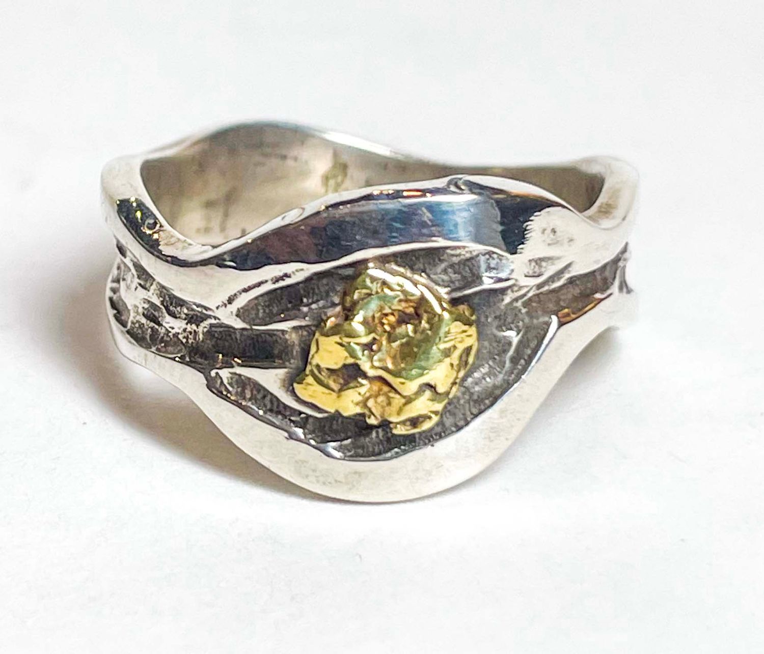SS/24KT ALASKAN GD NUGGET RING
