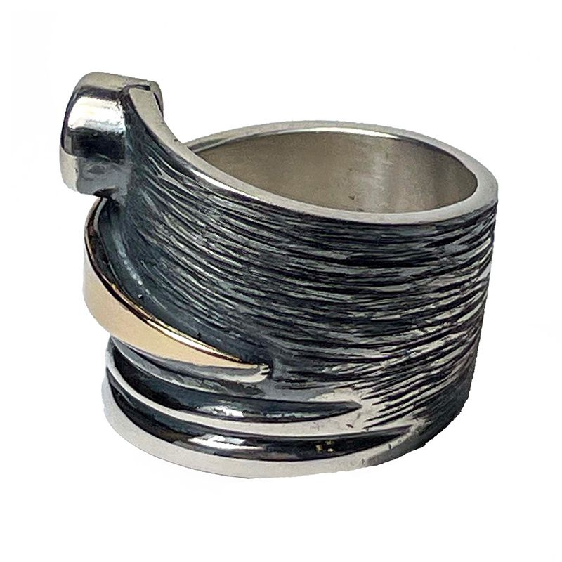 SILVER/14K OXIDIZED CZ WRAP RING